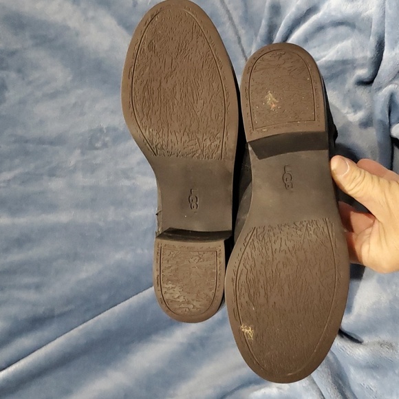 Ugg black leather side zip knee high adjustable calf heeled boots - Picture 9 of 13